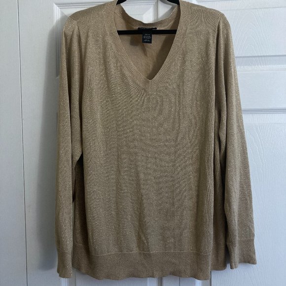 Lane Bryant Sweater Gold Glitter Sparkle Plus Size Size 22/24 - Picture 1 of 3